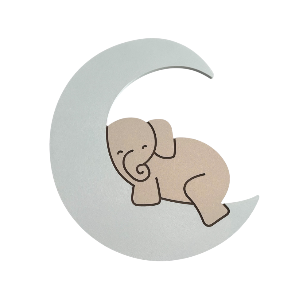 Çocuklarınızın odasına şirinlik ve huzur katın! Ay üzerinde mışıl mışıl uyuyan fil figürlü bu gece lambası